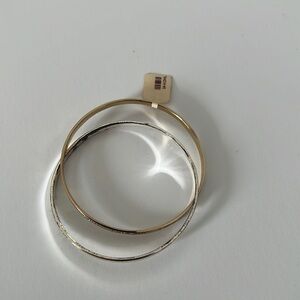 Gold and sterling silver I Love You bangle bracelet